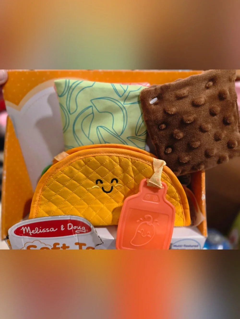 Melissa & Doug Quilted Yellow Soft Taco Plush Fill and spill
